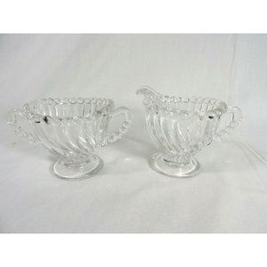 Vintage Bubble Glass Swirl Sugar & Creamer